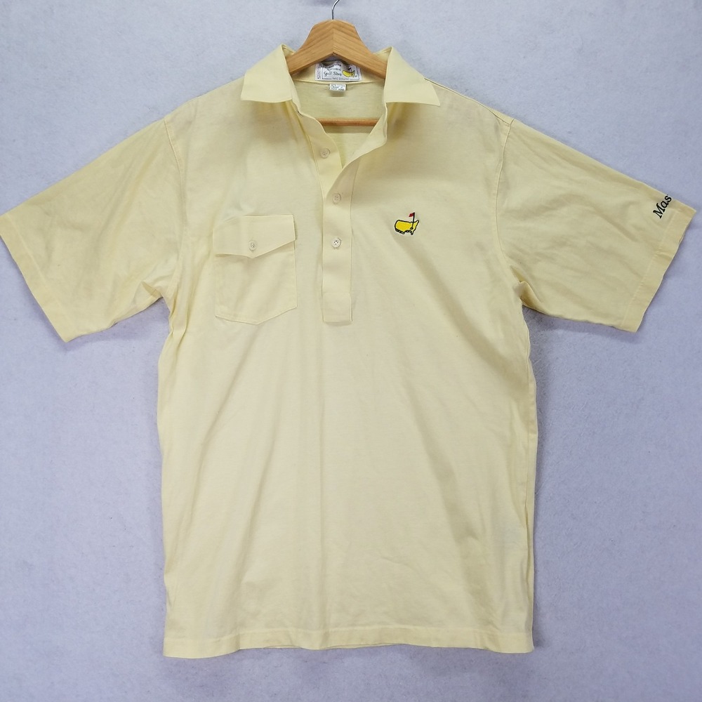 Vtg Slazenger Masters Golf Shirt Mens L Yellow Augusta National Polo Hong Kong